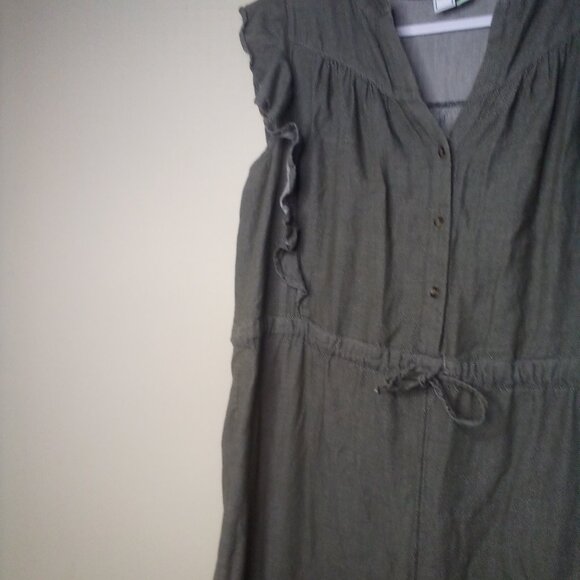 Susina Jumper Romper Women M Pants Cropped Short Sleeve Button Green - Picture 4 of 15